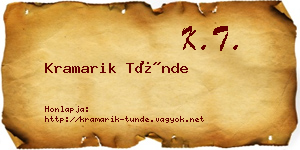 Kramarik Tünde névjegykártya